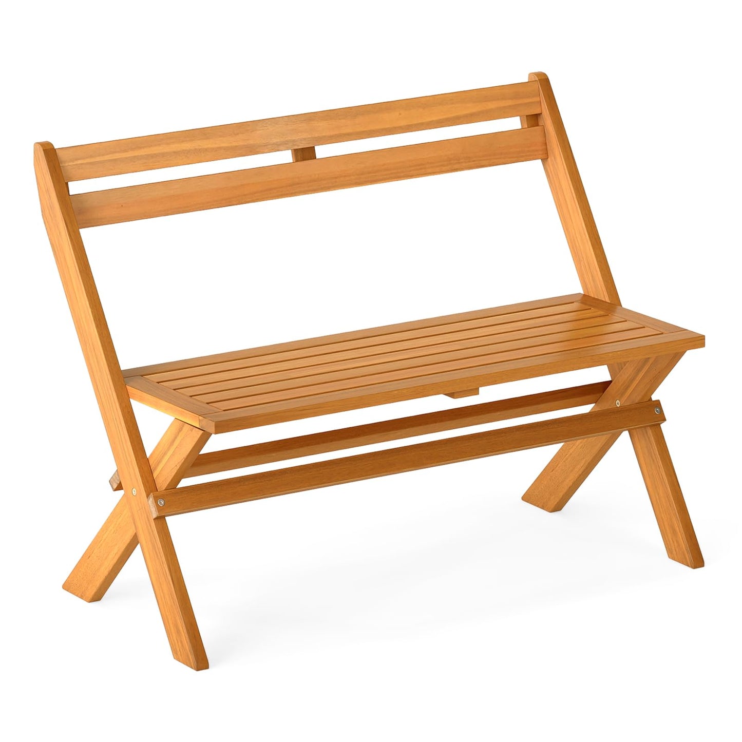 Banc extérieur pliable en bois d'acacia Tangkula, capacité 360 kg