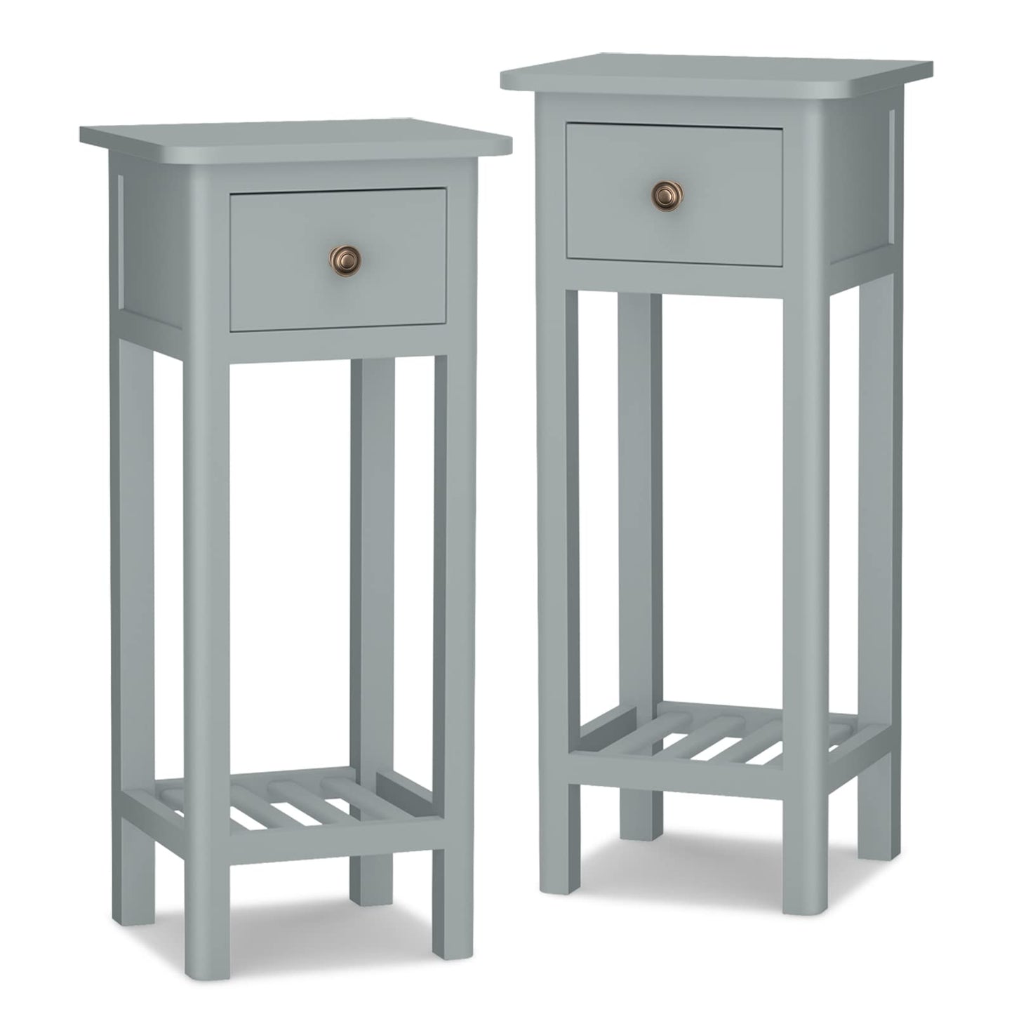 Tangkula Small Side Table for Small Spaces, Farmhouse Acacia Wood Slim End Table