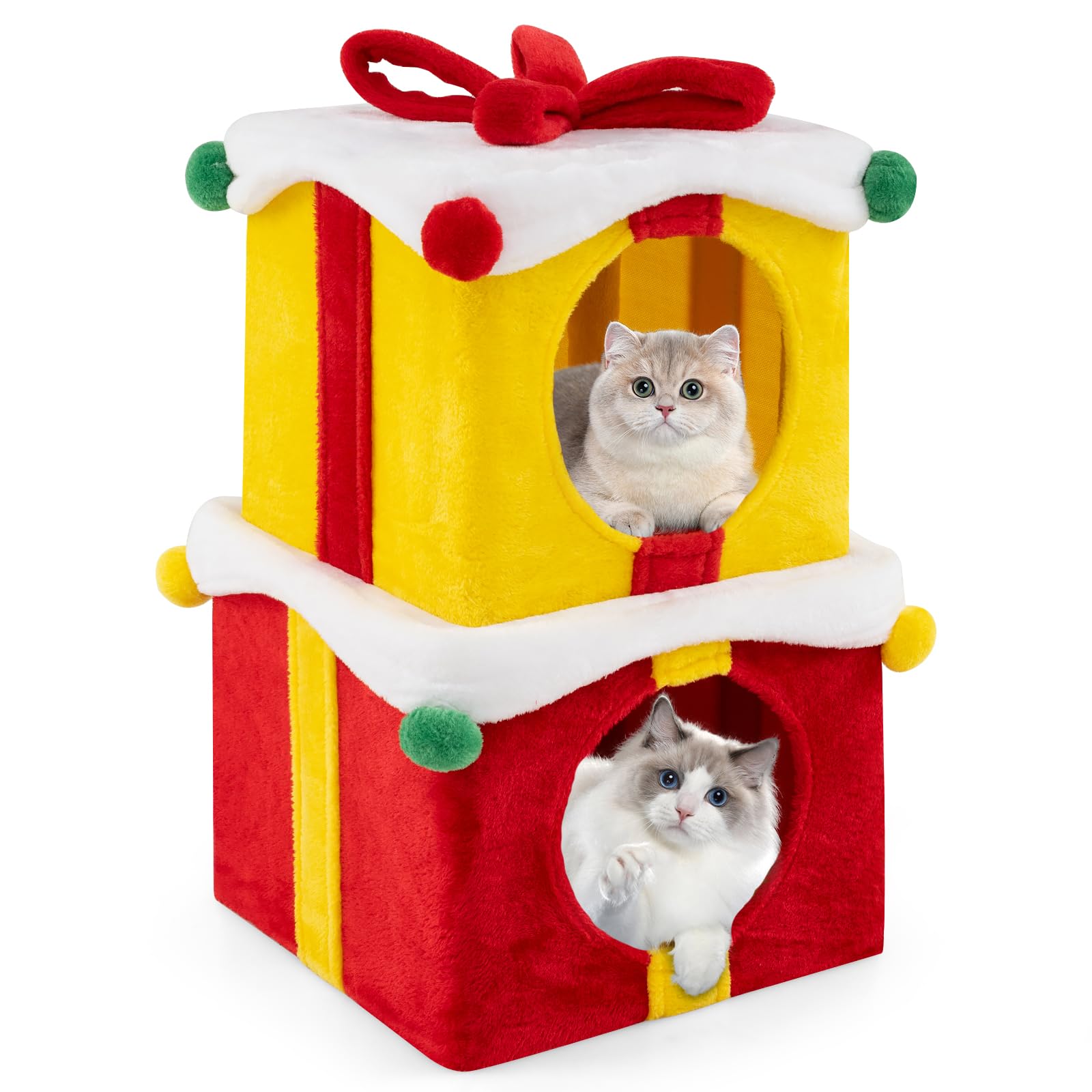 Tangkula Gift Box Shaped Cat House for Indoor Kittens