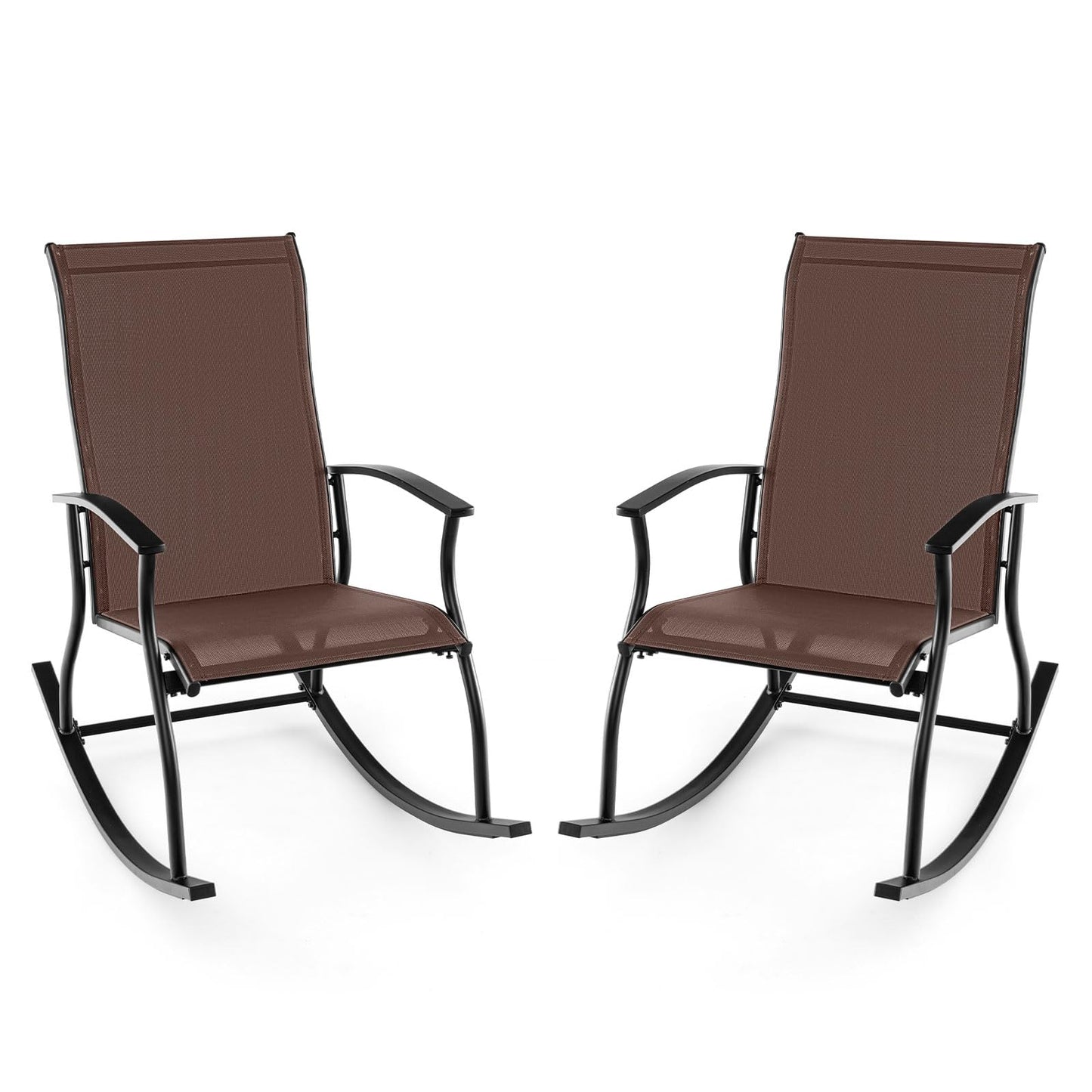 Tangkula Patio Rocking Chairs Set of 2/4, Outdoor Rocking Chair with Smooth & Safe Rocking Motion, Ergonomic Backrest