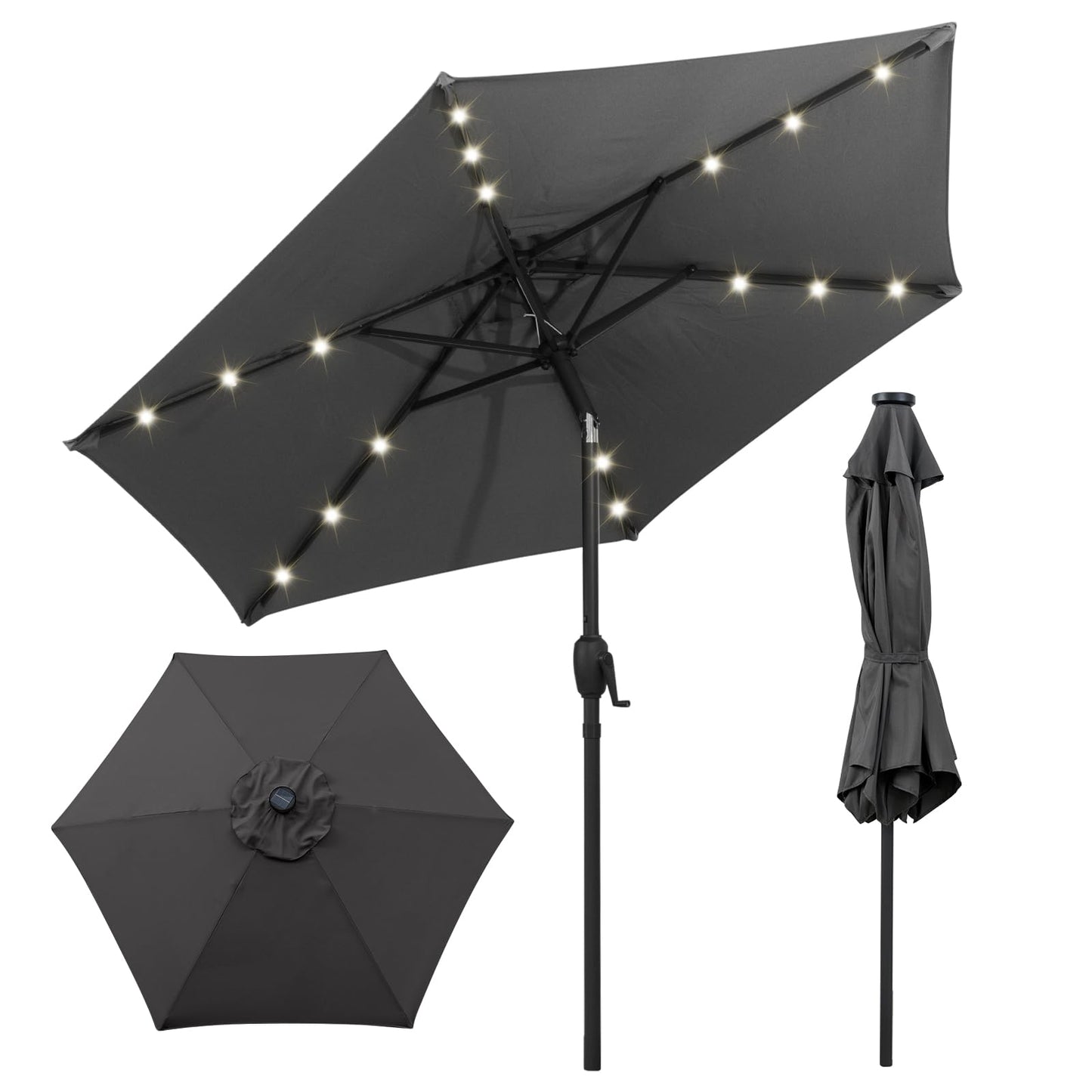 Tangkula 7.5 ft Solar LED Patio Umbrella