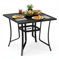 Tangkula Metal Patio Dining Table with Umbrella Hole for Balcony and Backyard