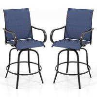 Tangkula Outdoor Swivel Bar Stools, Bar Height Tall Patio Chairs with Armrests & High Back