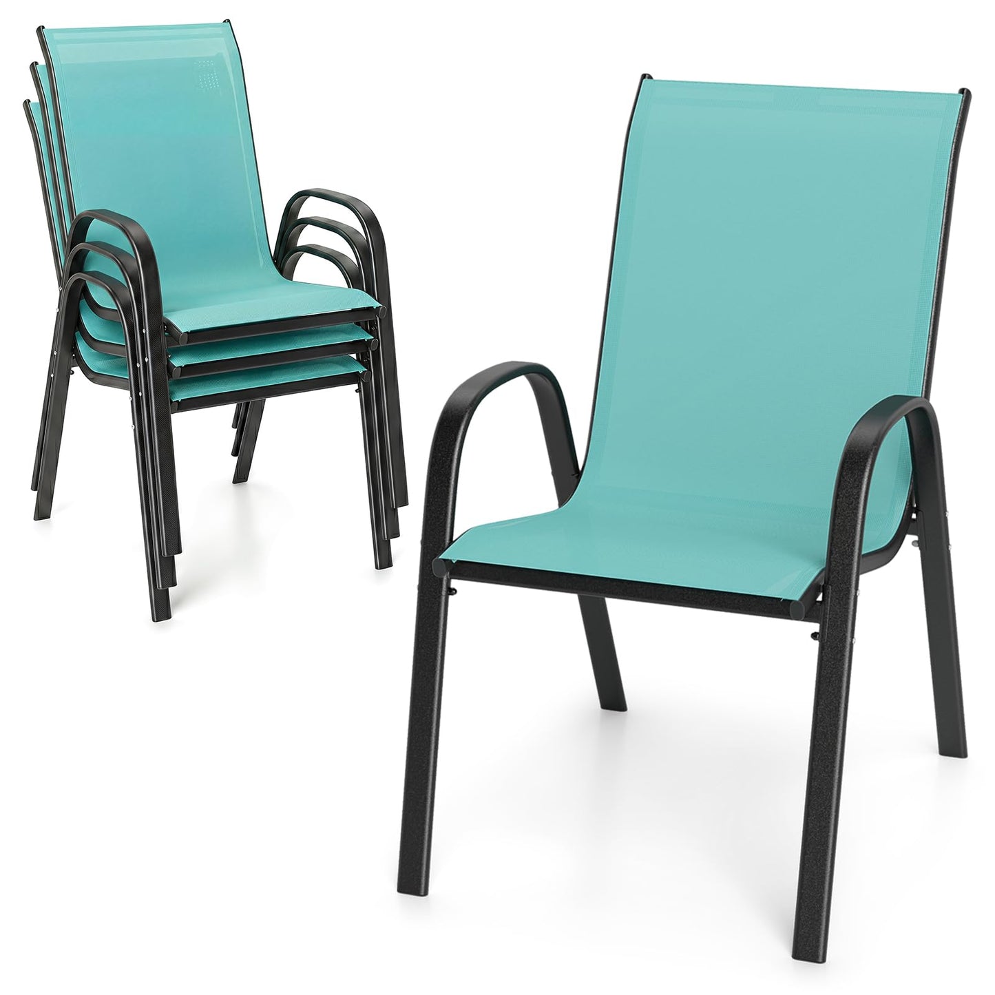 Tangkula Stackable Patio Dining Chairs Set of 4