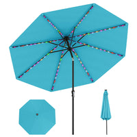 Tangkula 10 FT Solar Patio Umbrella with 96 Multi Colored Flowing LED Lights