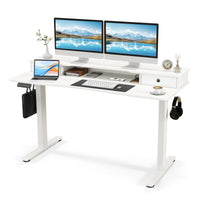 Tangkula Standing Desk with Drawers, Electric Stand-up Desk with Monitor Stand