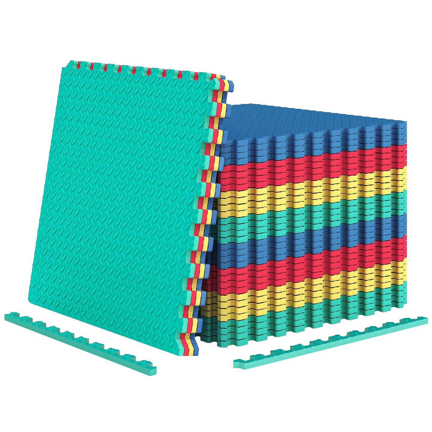 Tangkula 12 dalles de sol d'exercice en EVA avec bordure, tapis de jeu puzzle en mousse souple emboîtable de 1,27 cm