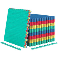 Tangkula 12 dalles de sol d'exercice en EVA avec bordure, tapis de jeu puzzle en mousse souple emboîtable de 1,27 cm