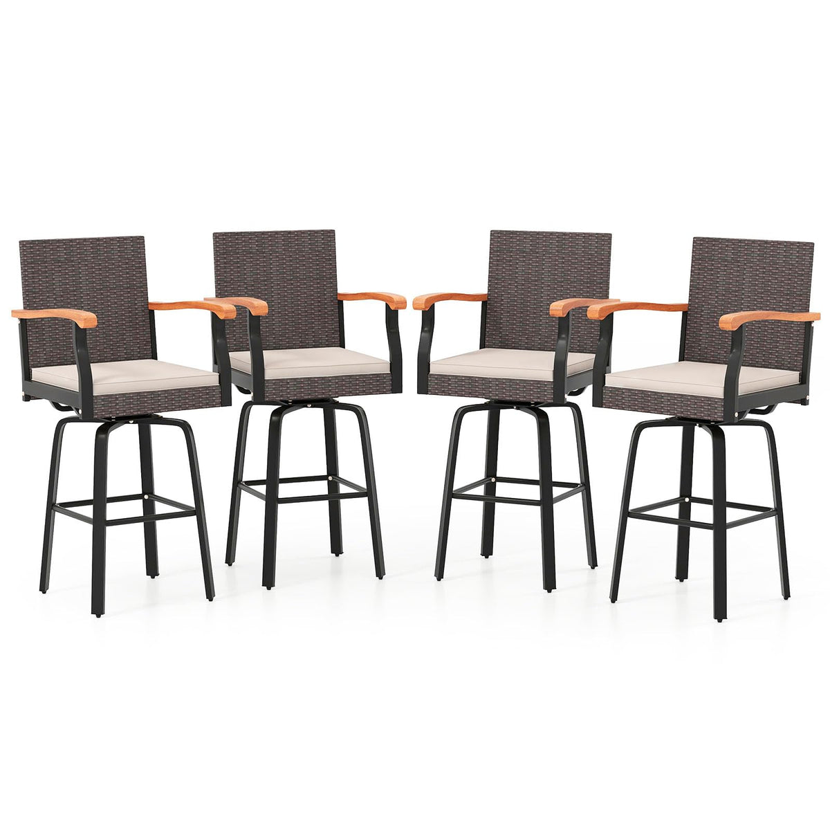 Tangkula Outdoor 360° Swivel Bar Stool for Backyard