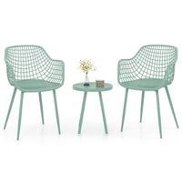 Tangkula Ensemble de Bistro 3 Pièces pour Patio, Table et Chaises Robustes pour 2 Personnes Résistant aux Intempéries avec Sièges Élargis