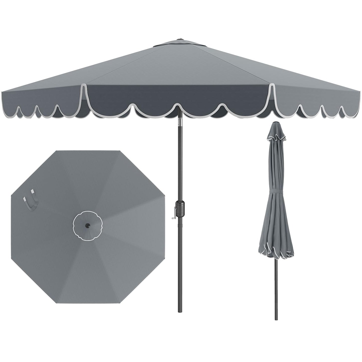 Tangkula  2 Tiers Scalloped Outdoor Table Market Umbrella with Tilt Adjustment