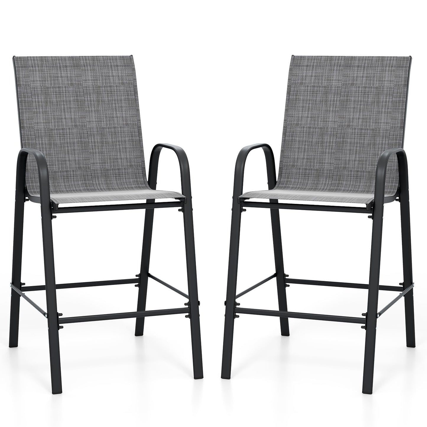 Tangkula Outdoor Bar Stools Set of 2/4 with High Back for Backyard Deck Pool