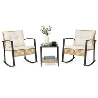 Tangkula 3-Piece Outdoor Rocking Chair Set for Garden