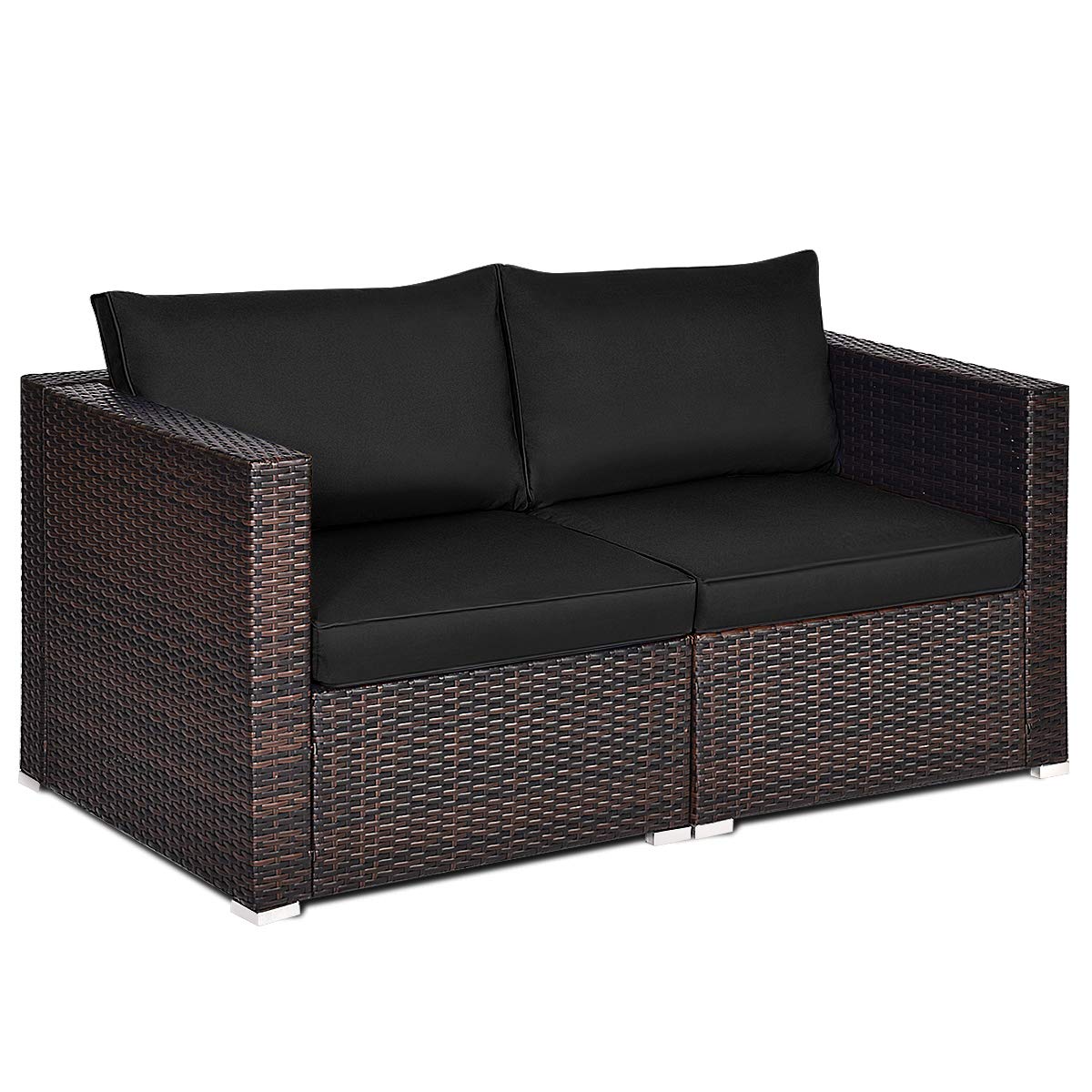 Wicker Loveseat 2 Piece - Tangkula