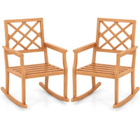 Tangkula Teak Wood Rocking Chair, Oversized Porch Rocker with Backrest and Slatted Seat(1/2, 30 x 23 x 35 Inch)