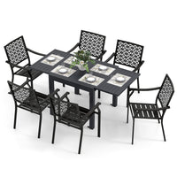 Tangkula 7 Pieces Outdoor Dining Set for 6 with Expandable Table