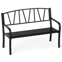 Tangkula Metal Patio Park Bench with Curved Armrests