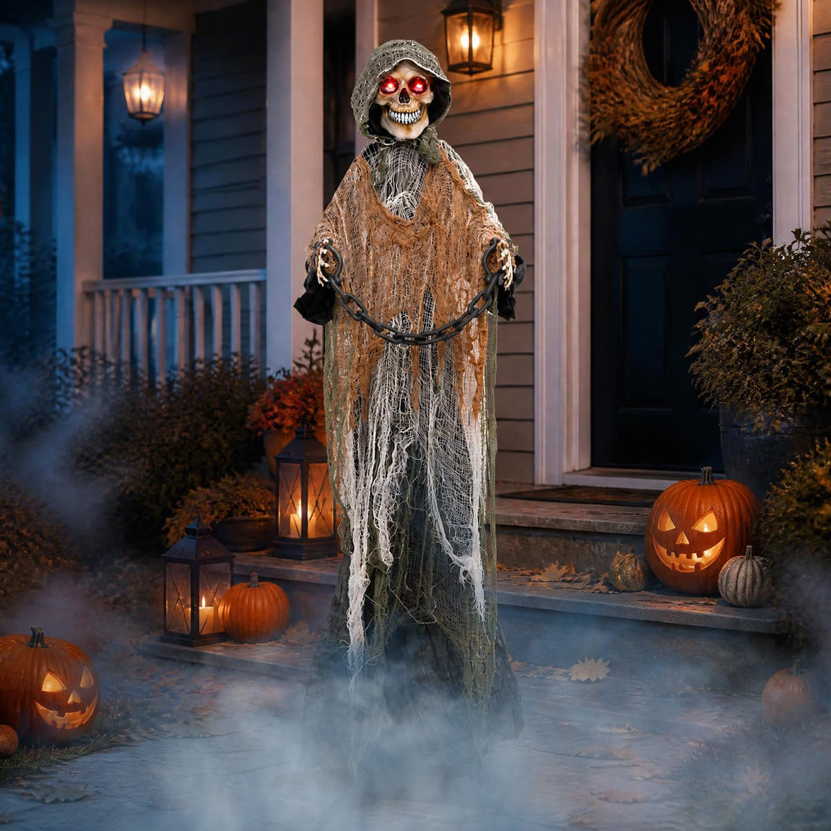 Tangkula 5.7 FT Life-Size Animated Halloween Grim Reaper with Chain