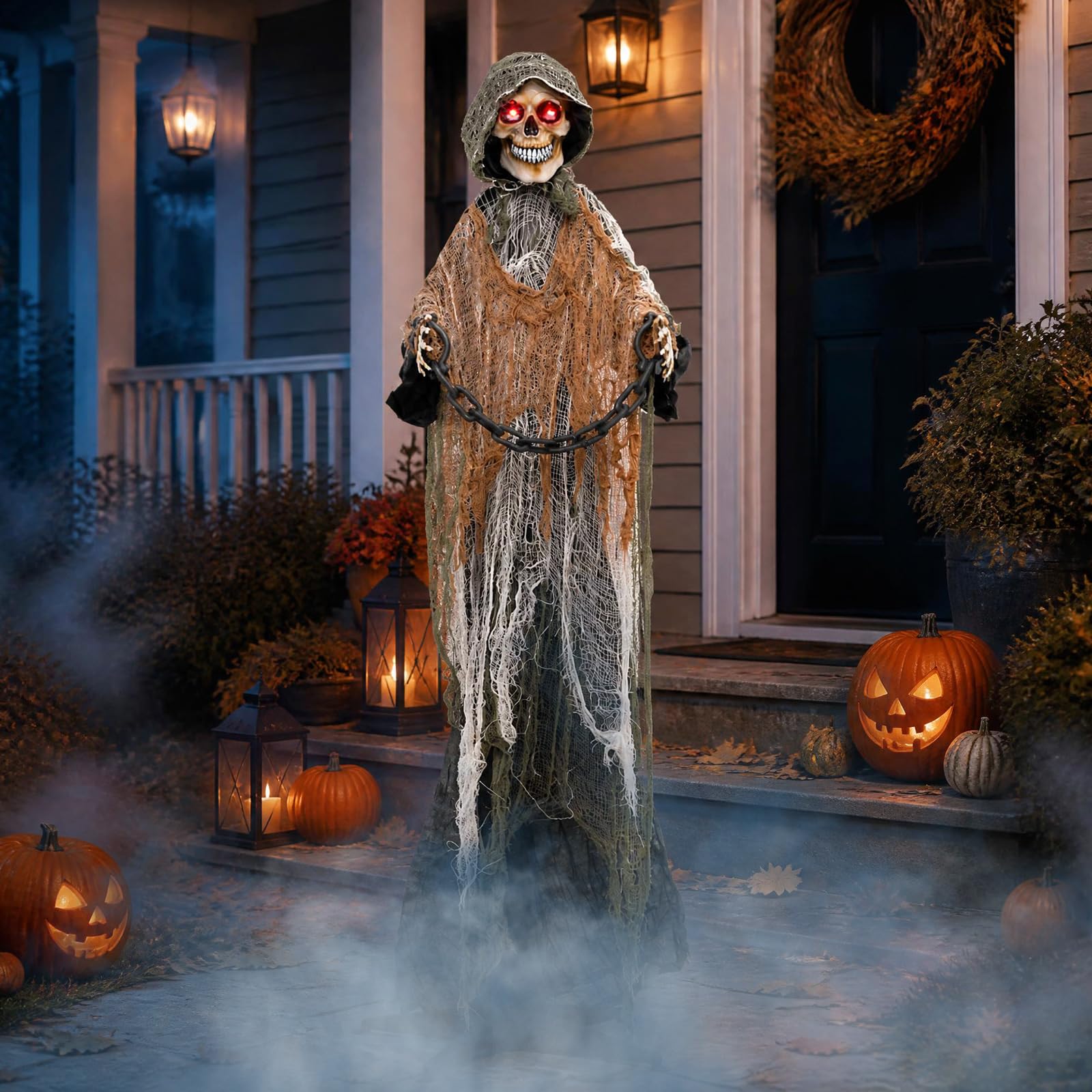 Tangkula 5.7 FT Life-Size Animated Halloween Grim Reaper with Chain