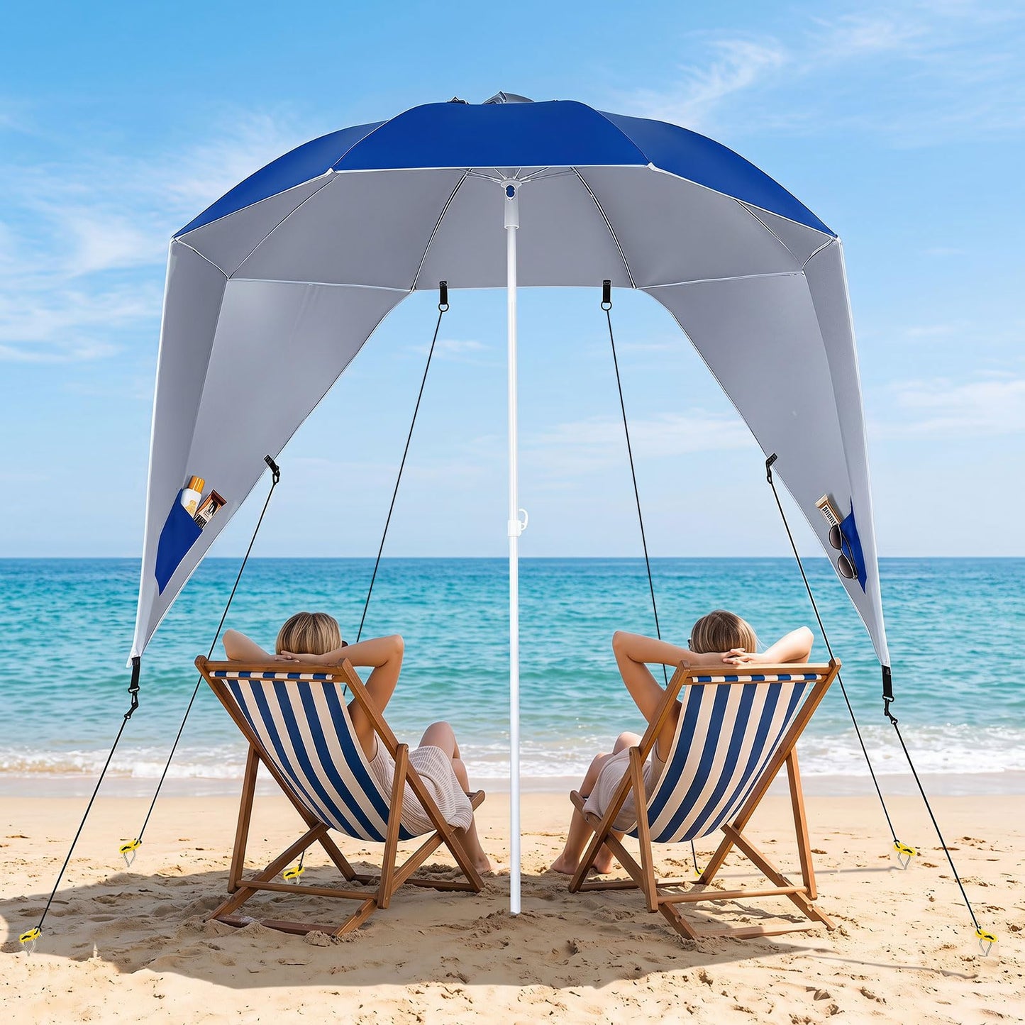 Tangkula 6.5 FT 2-In-1 Beach Umbrella with Shade for Sand | Beach Tent
