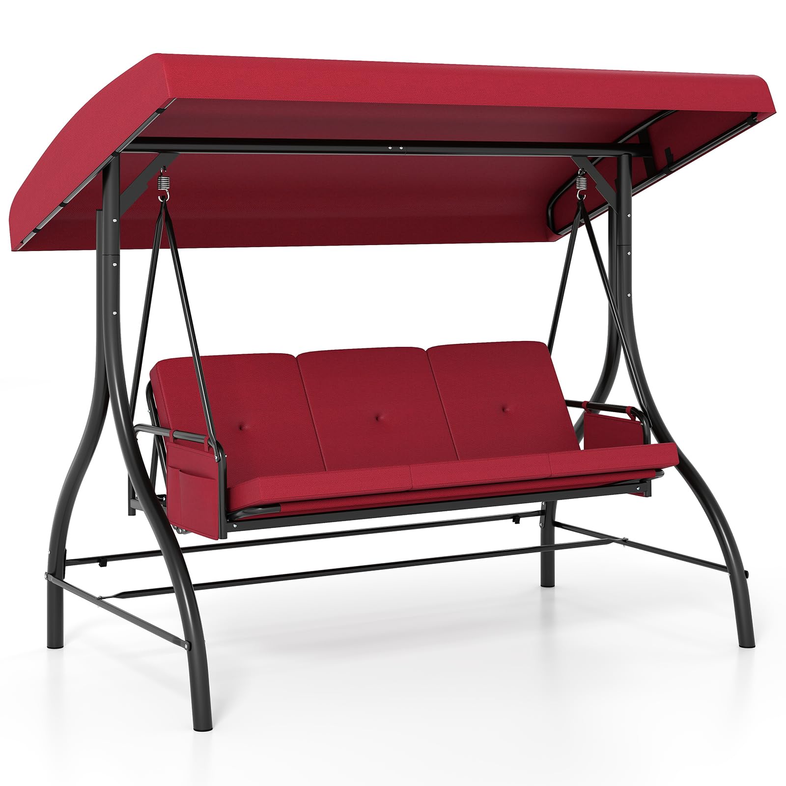 Tangkula 3 Person Porch Swing 2-in-1 Convertible Outdoor Swing