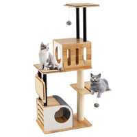 Tangkula Modern Cat Tree, Tall Multi-Level Cat Tower with Double Condos, Jumping Platforms