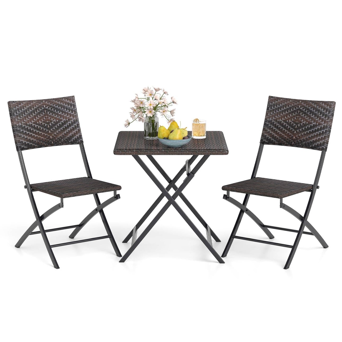 Tangkula 3 Piece Outdoor Folding Bistro Set