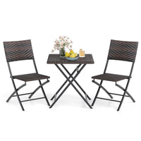 Tangkula 3 Piece Outdoor Folding Bistro Set