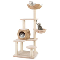 Arbre à chat Tangkula 59 pouces, tour à chat multi-niveaux avec poteaux à gratter en sisal