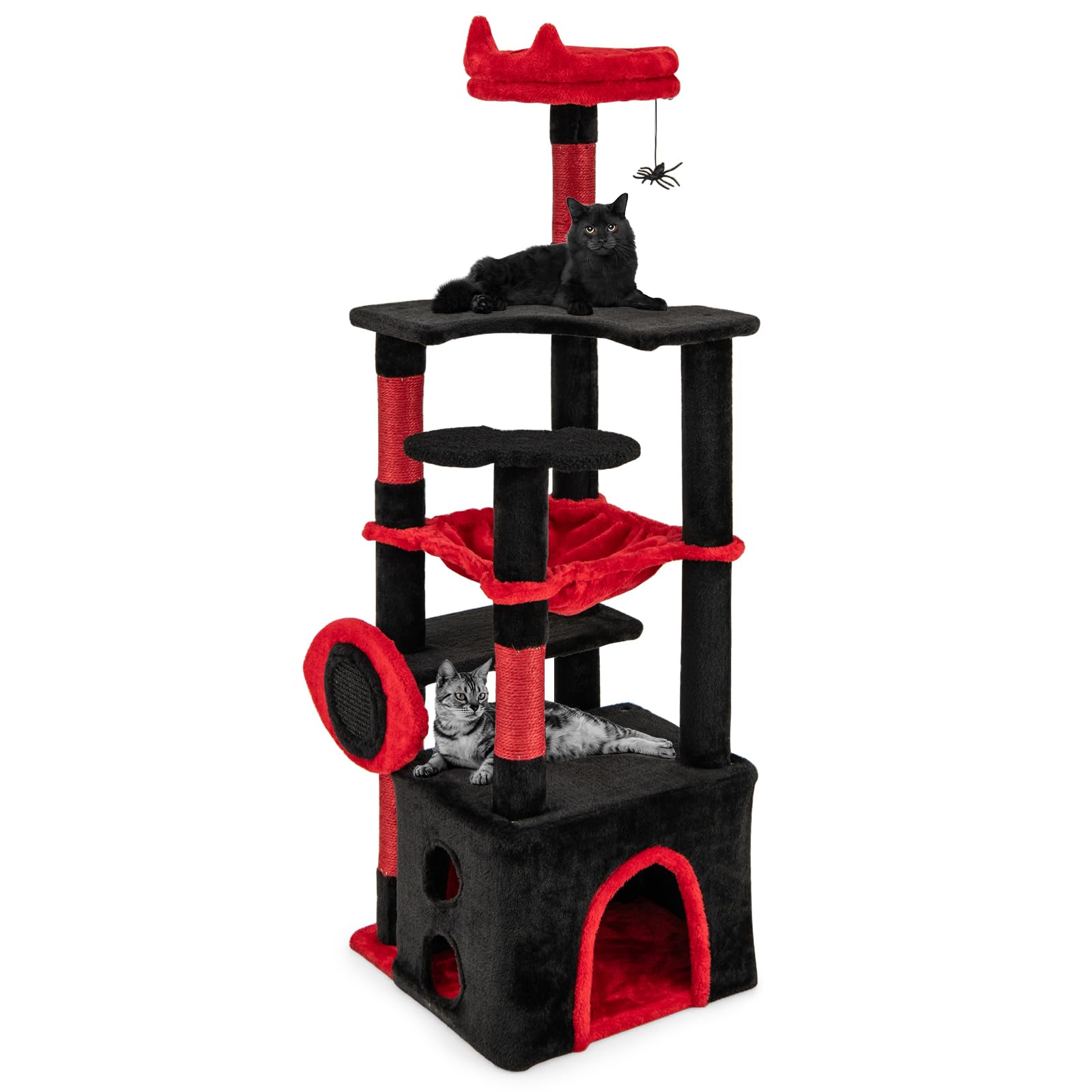 Tangkula Halloween Cat Tower with Sisal Scratching Posts & Board
