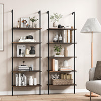 Tangkula 5-Tier Bookshelf Modern Wall Mounted Ladder Shelf