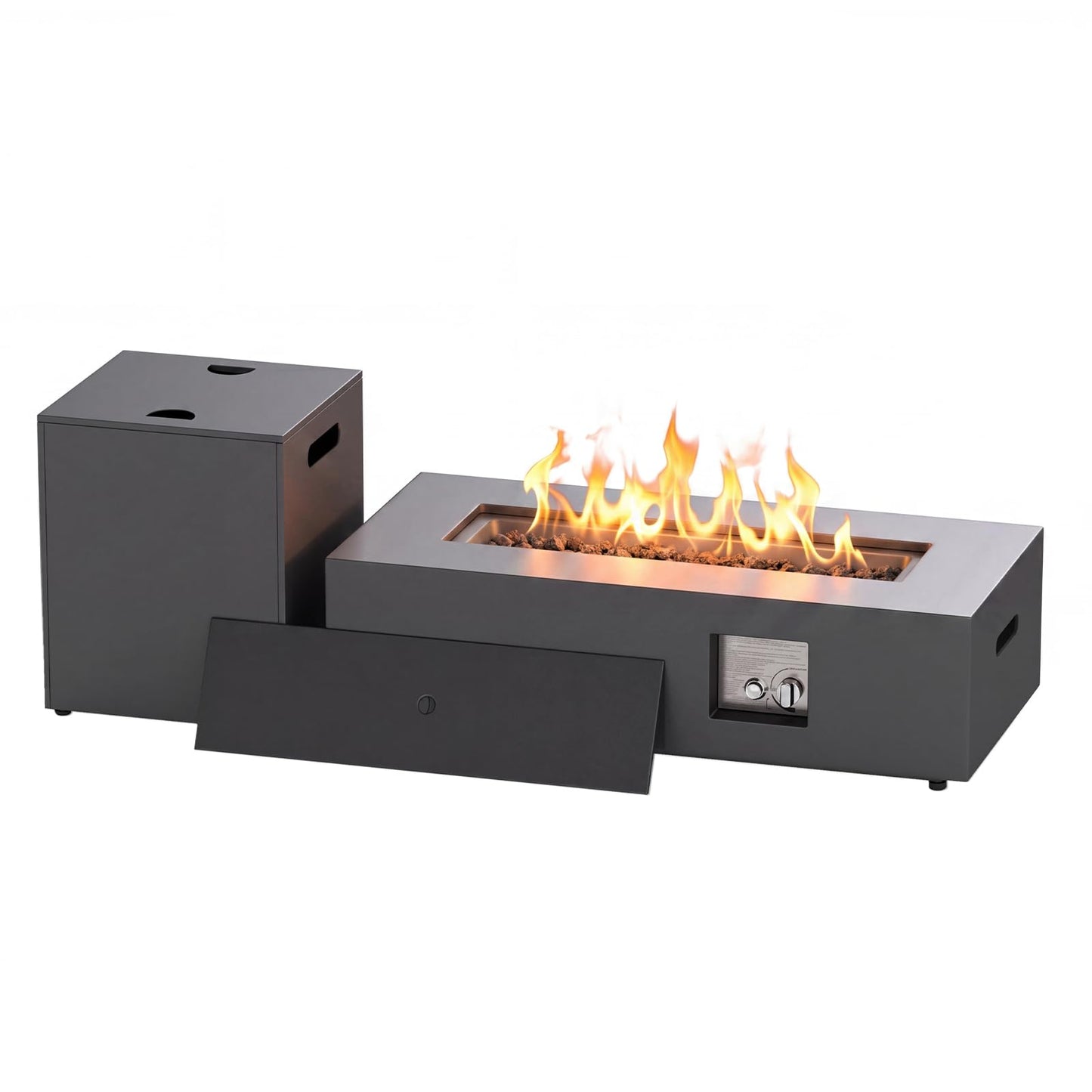 Tangkula 2 Piece Propane Fire Pit Table Set with Tank Holder