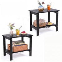 Tangkula Outdoor 2-Tier Eucalyptus Wood Side Table ( Rectangular,1/2)