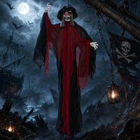 Tangkula 9.4 FT Animated Halloween Hanging Pirate with Glowing Eyes