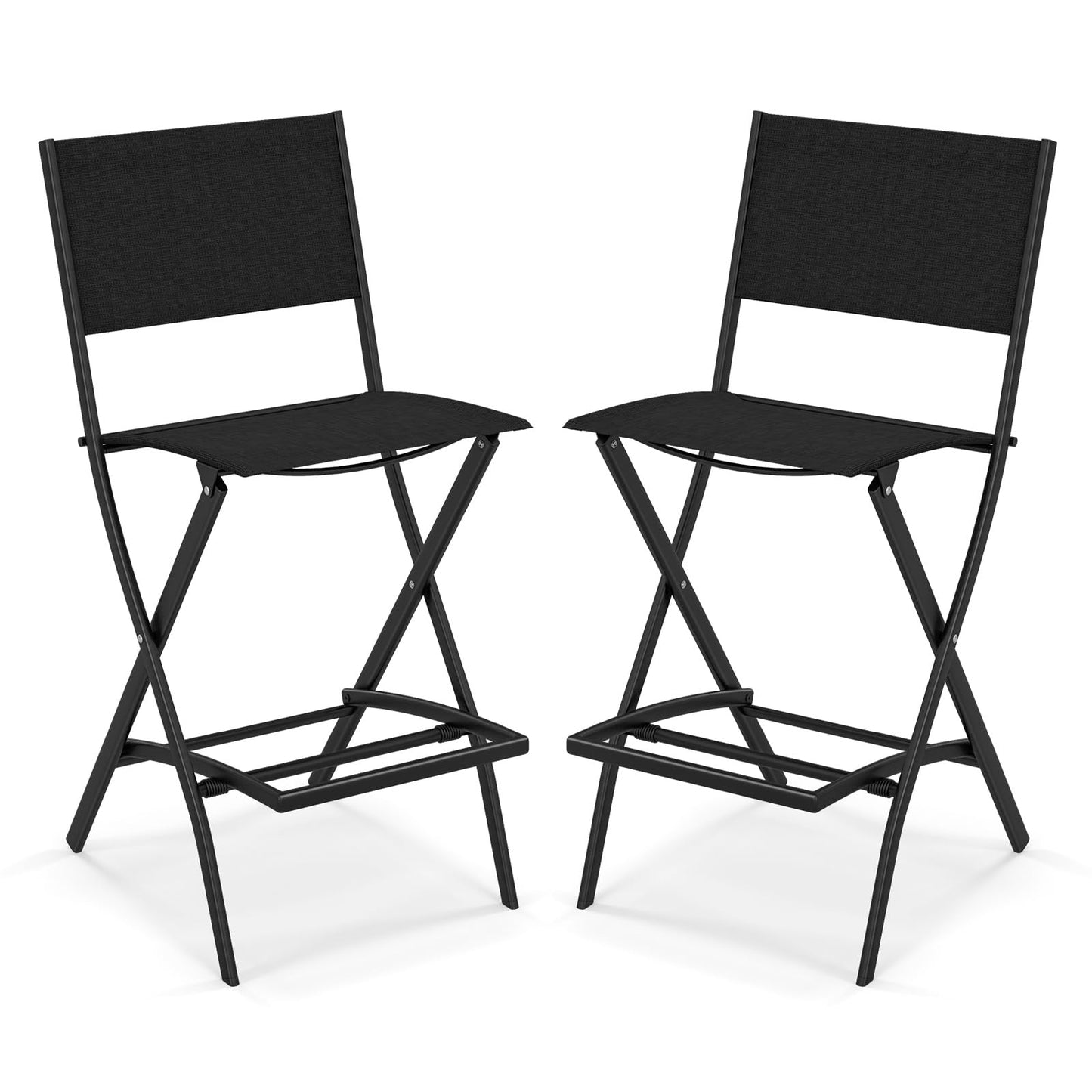 Tangkula Outdoor Barstools Set of 6, Counter Height Folding Bar Chairs with Back and Footrest