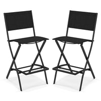 Tangkula Outdoor Barstools Set of 6, Counter Height Folding Bar Chairs with Back and Footrest