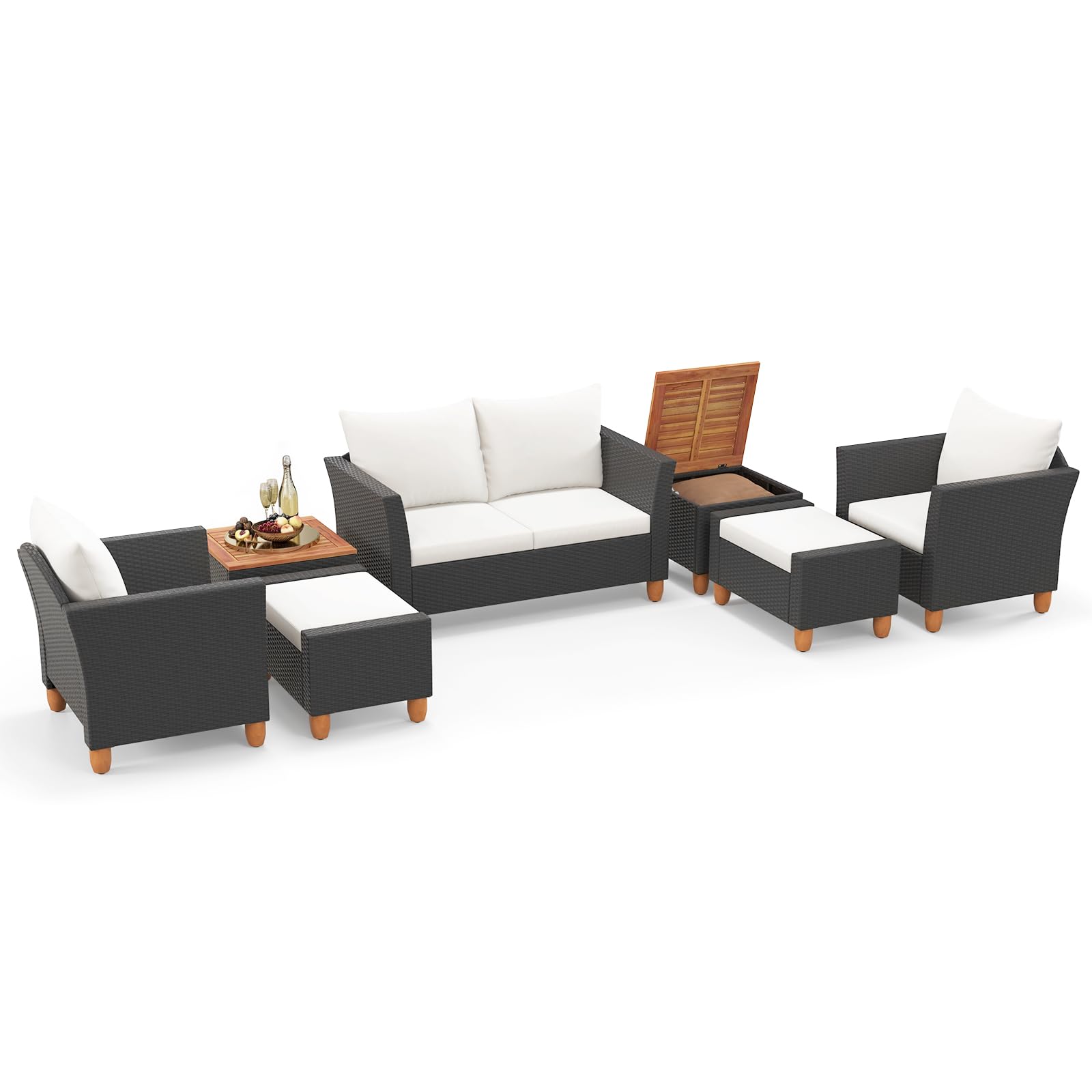 Tangkula 7 Pieces Patio Furniture Set with Loveseat