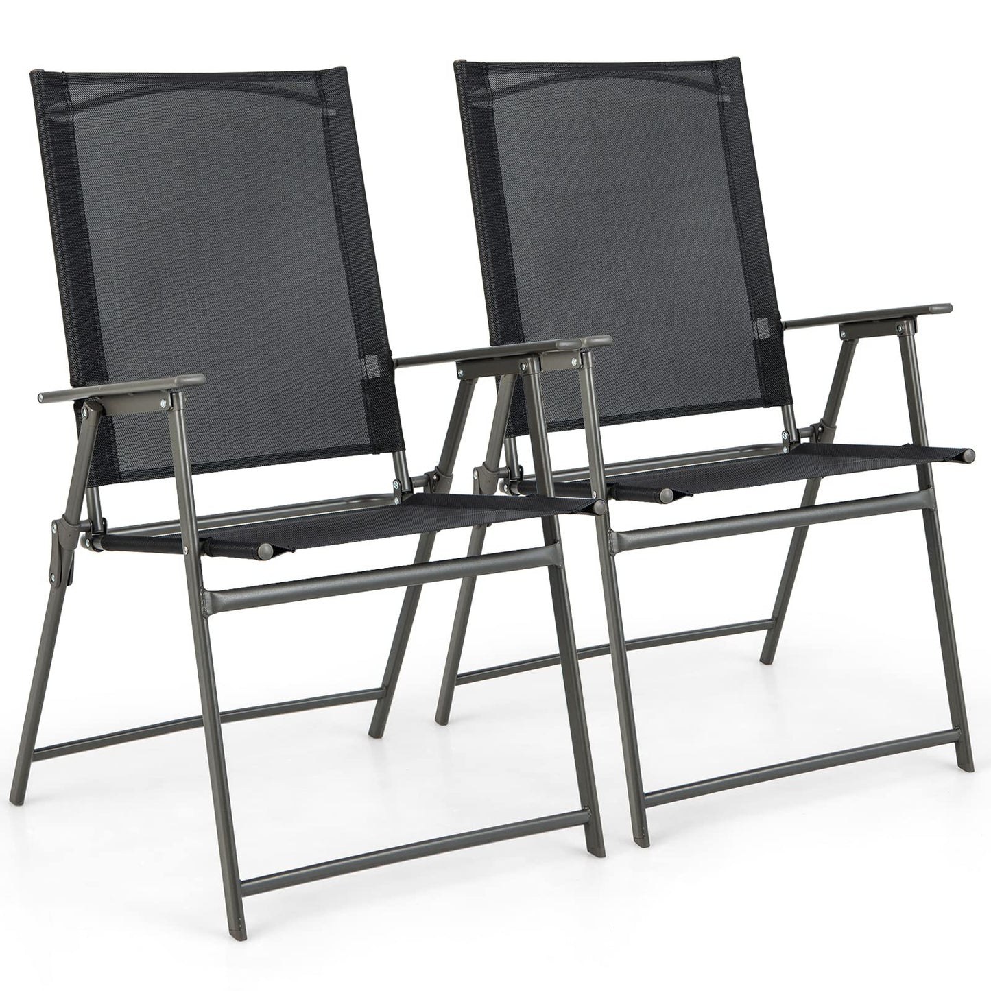 Tangkula Set of 2/4 Patio Folding Chairs, High Back Dining Chairs with Weather-Resistant Fabric