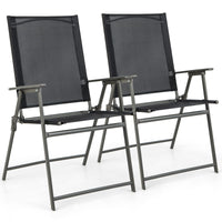 Tangkula Set of 2/4 Patio Folding Chairs, High Back Dining Chairs with Weather-Resistant Fabric