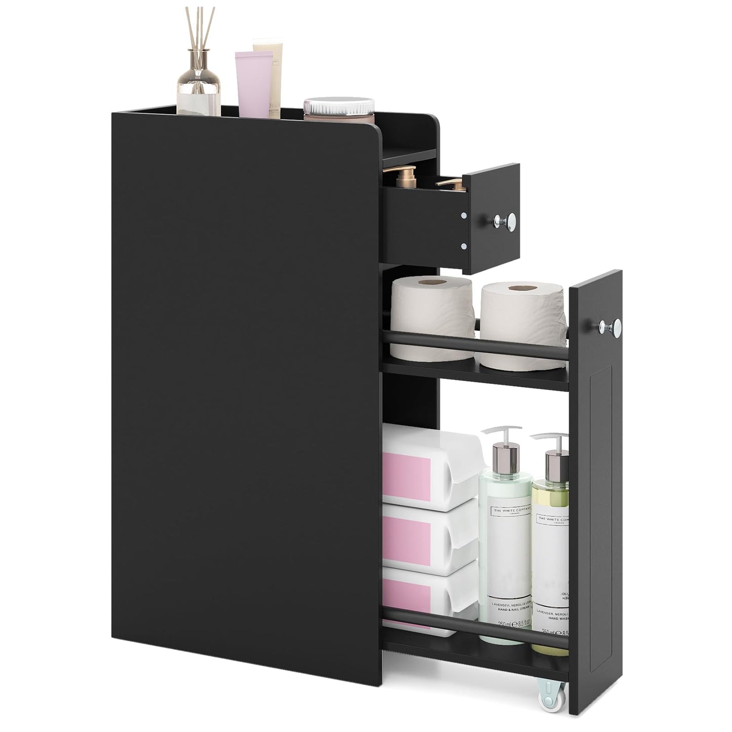 Tangkula Slim Bathroom Storage Cabinet | 4-Tier Narrow Small Side Storage Cabinet Next to Toilet