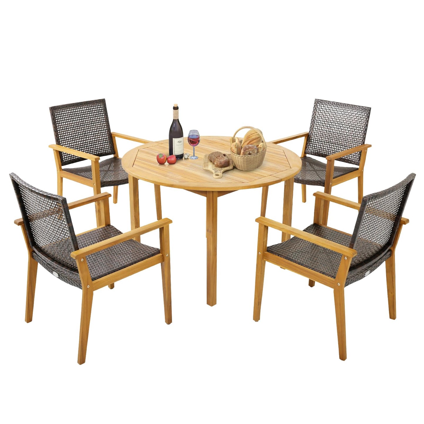 Tangkula 5 Pieces Patio Dining Set( 44 Inch)