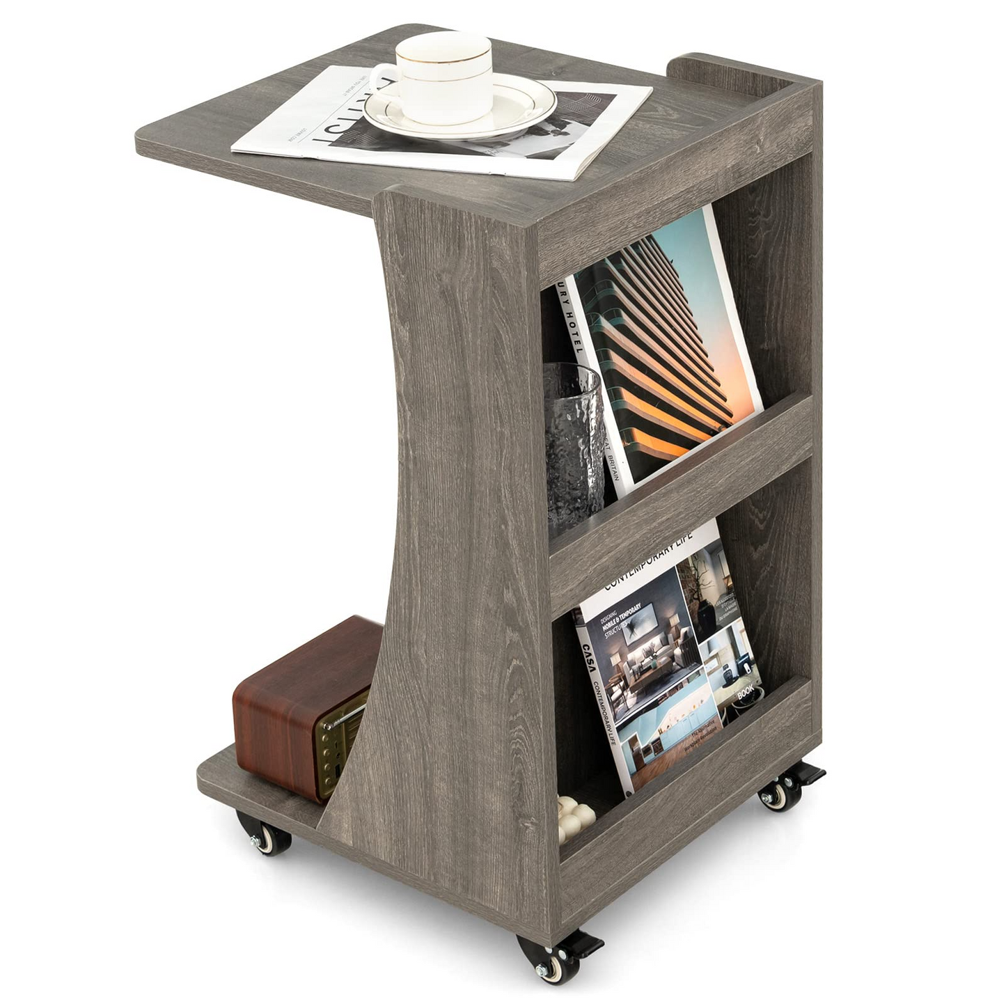 Tangkula C-Shaped End Table