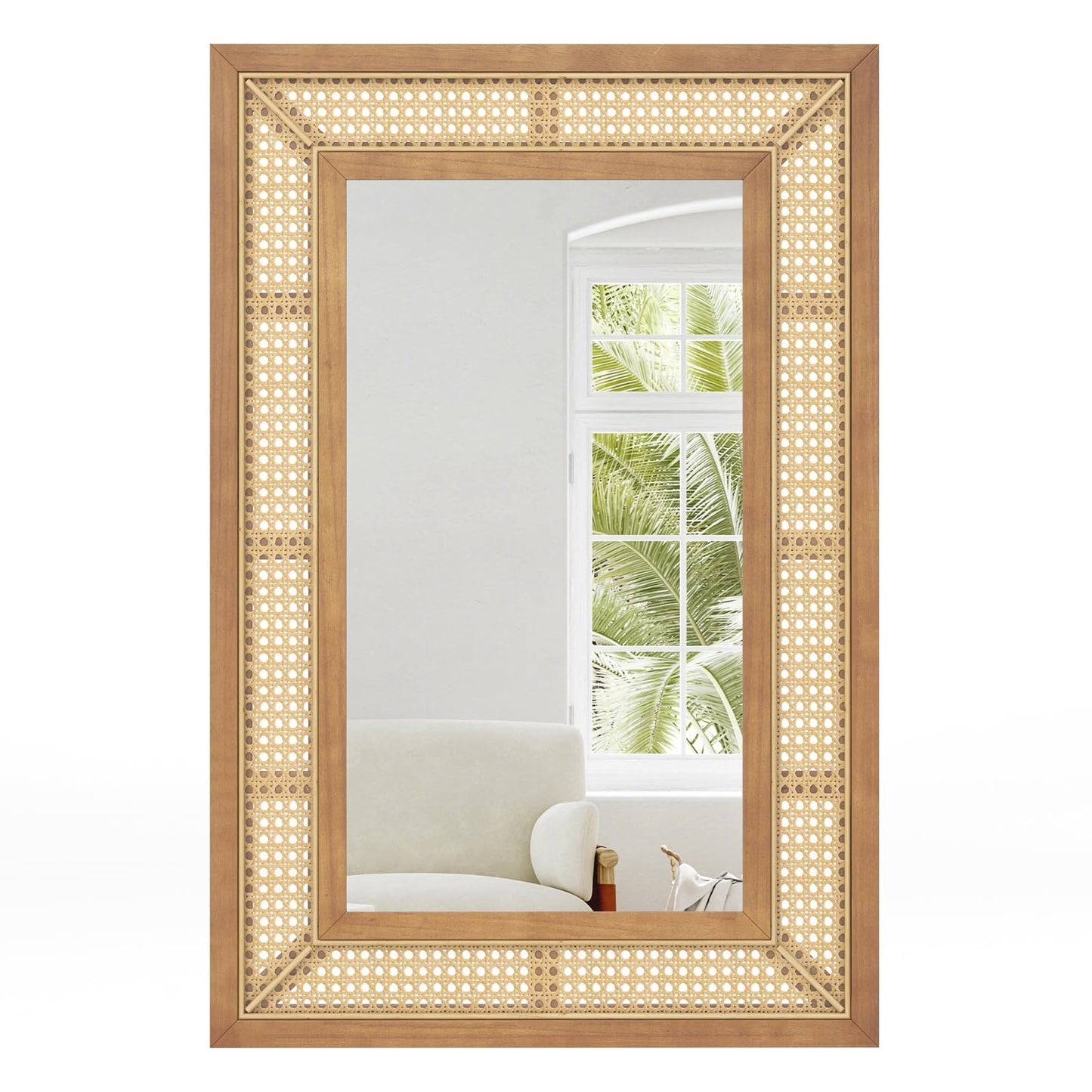 Miroir mural en rotin Tangkula (36"L x 24"l)