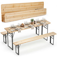Tangkula 3 Piece Folding Picnic Table with 2 Benches