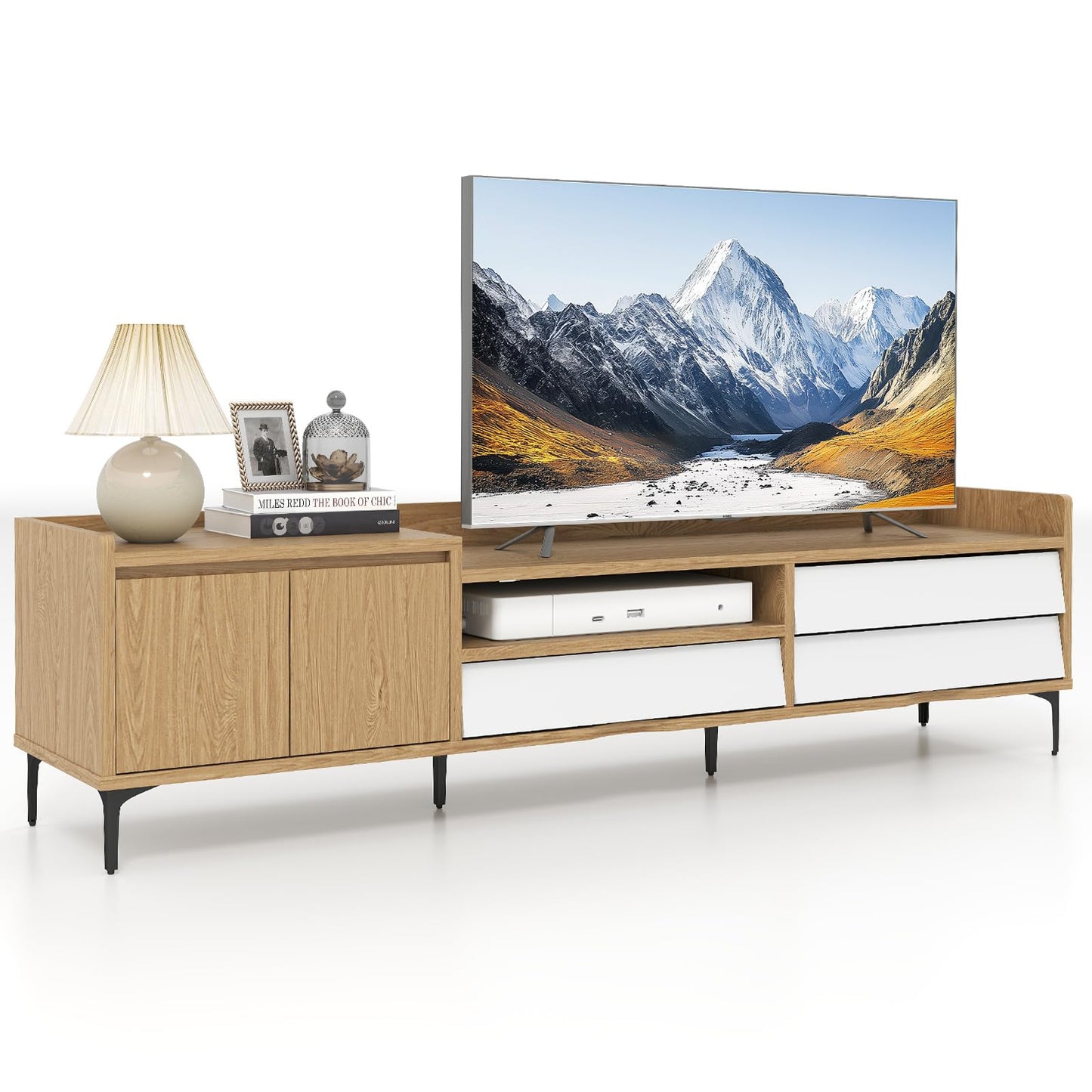 Tangkula White TV Stand for TVs up to 80”