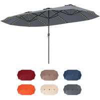 Tangkula 15.5 FT Extra-Large Patio Umbrella w/LED Solar Lights