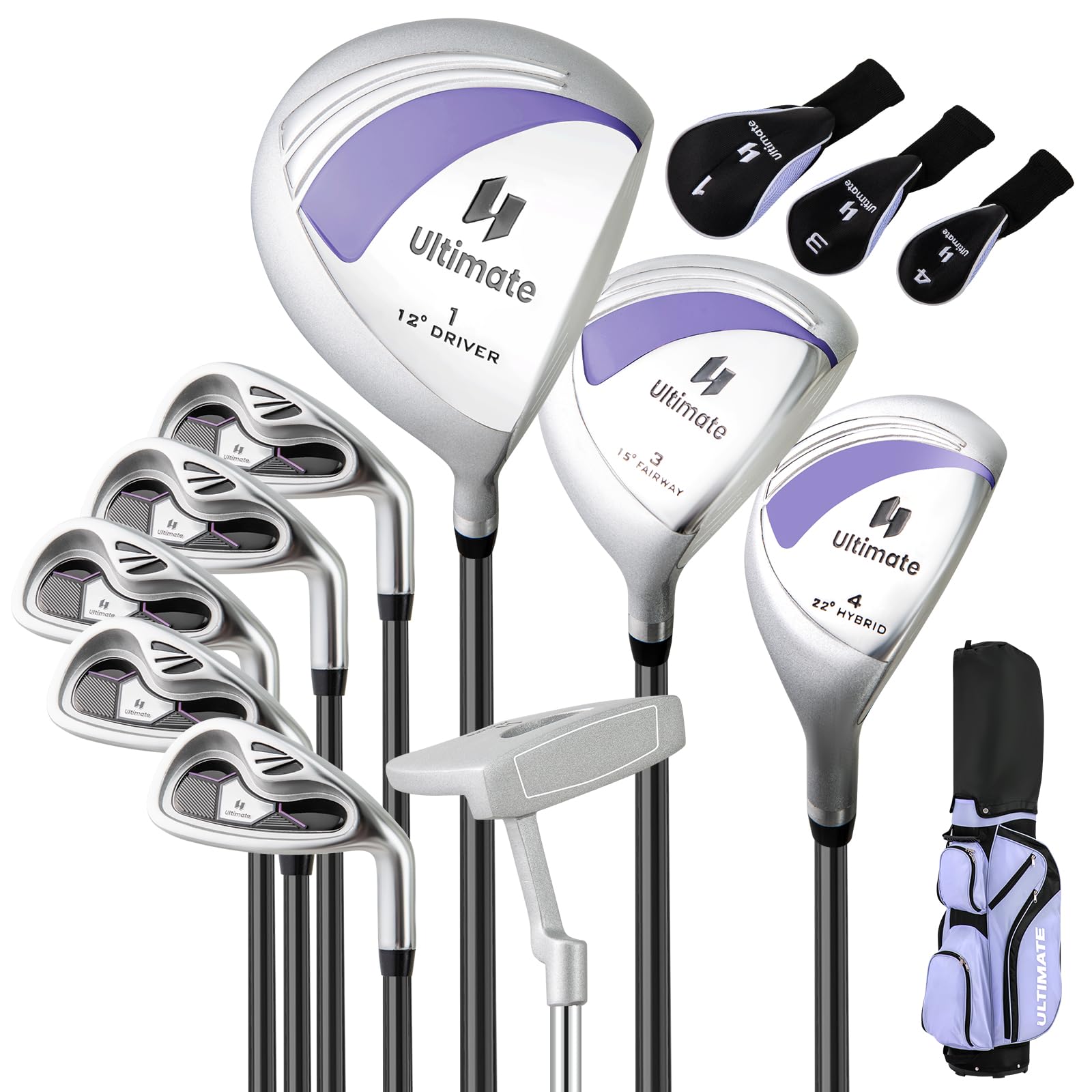 Tangkula 10 Pieces Ladies Complete Golf Club Set with Alloy Driver-Purple