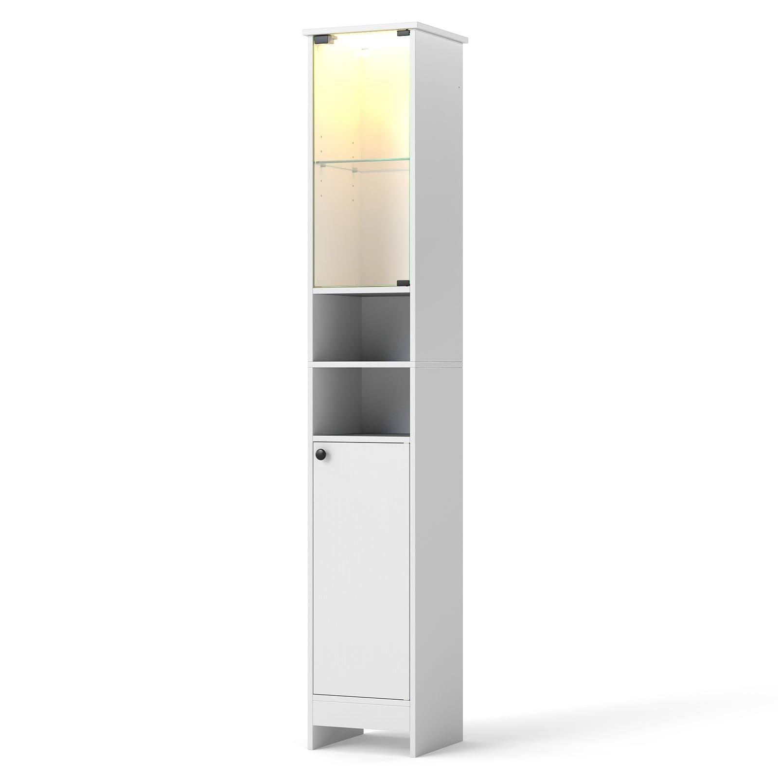 Meuble de rangement haut de salle de bain Tangkula avec lumières et télécommande