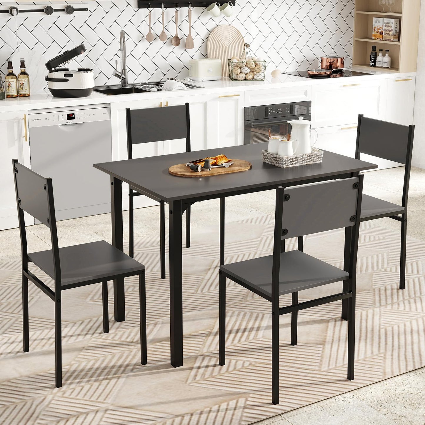Tangkula  Retro Kitchen Table and Chairs Set for 4