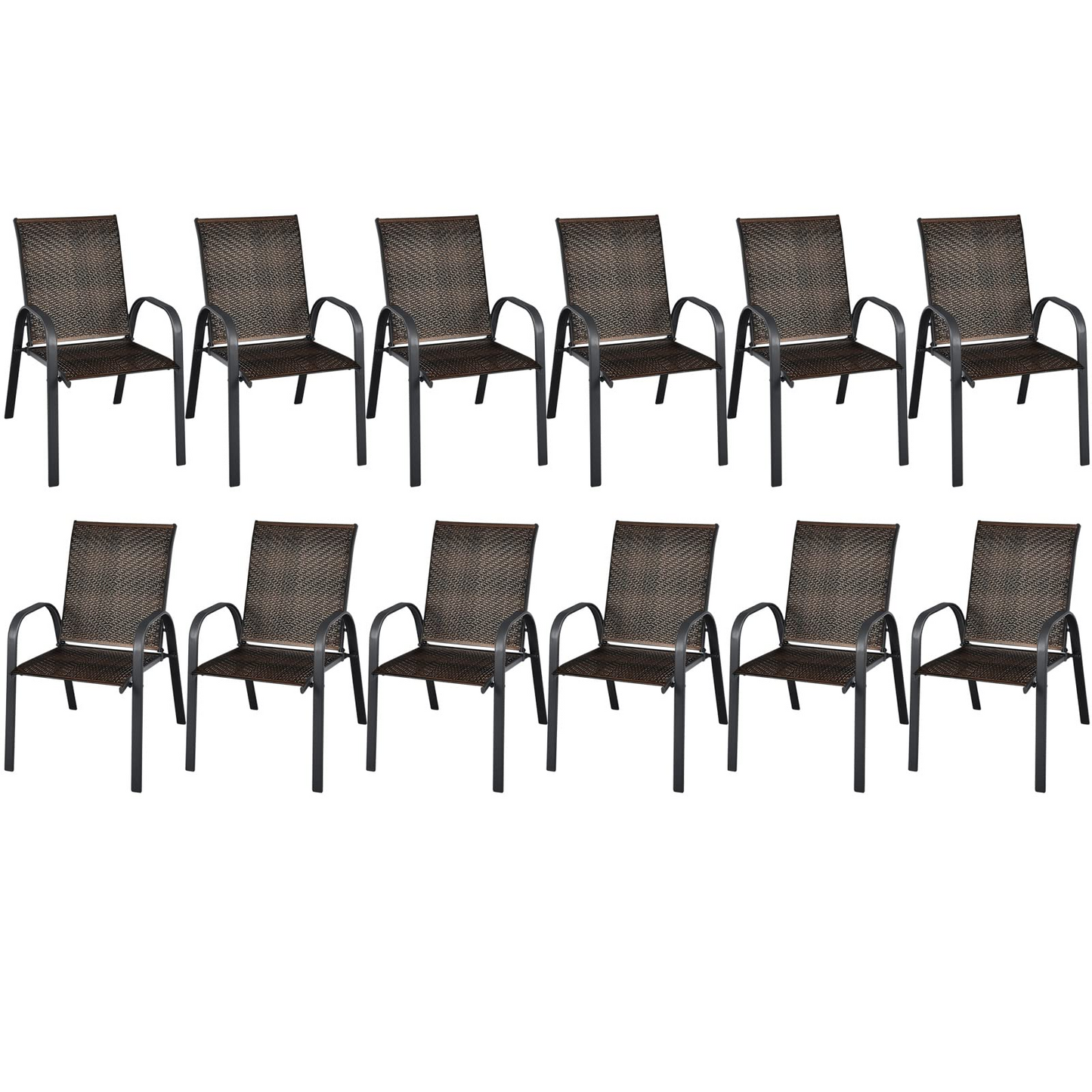 Tangkula Outdoor PE Wicker Stackable Chairs